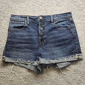 Gap Denim Womens Blue Button Fly Shorts Size 10 Medium Wash Casual Classic